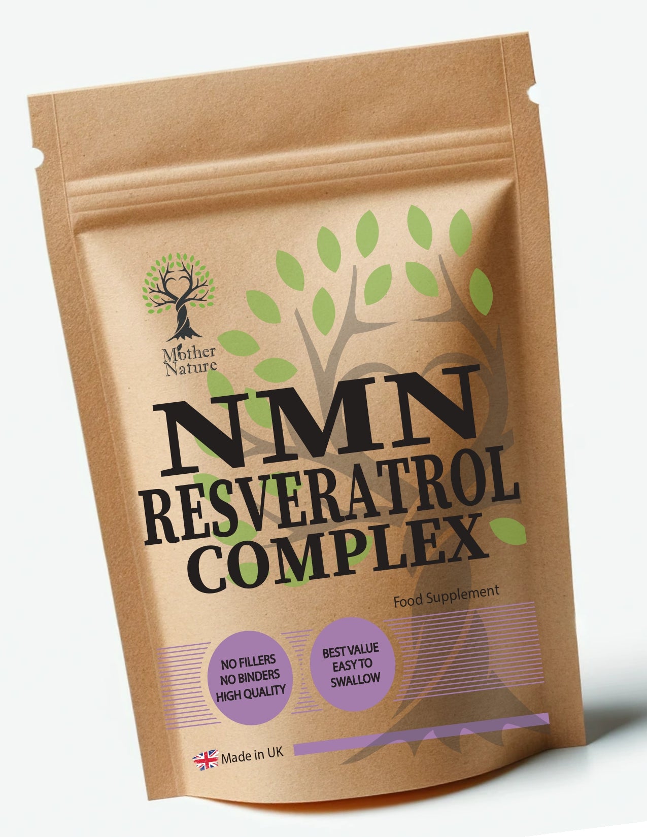 NMN & Resveratrol Complex 500 mg – Nicotinamide Supplement with CoQ10, D3, K2, C, Zinc & Selenium – Vegan Capsules – Mother Nature - MOTHER NATURE SUPPLEMENTS