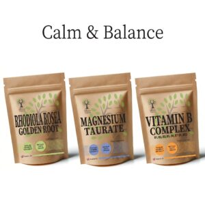 Calm & Balance Stack – Rhodiola, Magnesium Taurate & Vitamin B Complex – Mother Nature - MOTHER NATURE SUPPLEMENTSCalm & Balance Stack – Rhodiola, Magnesium Taurate & Vitamin B Complex – Mother NatureDiet Supplementss