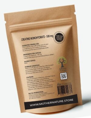 Creatine Monohydrate Capsules 500 mg – Mother Nature - MOTHER NATURE SUPPLEMENTSCreatine Monohydrate Capsules 500 mg – Mother NatureDiet Supplementss
