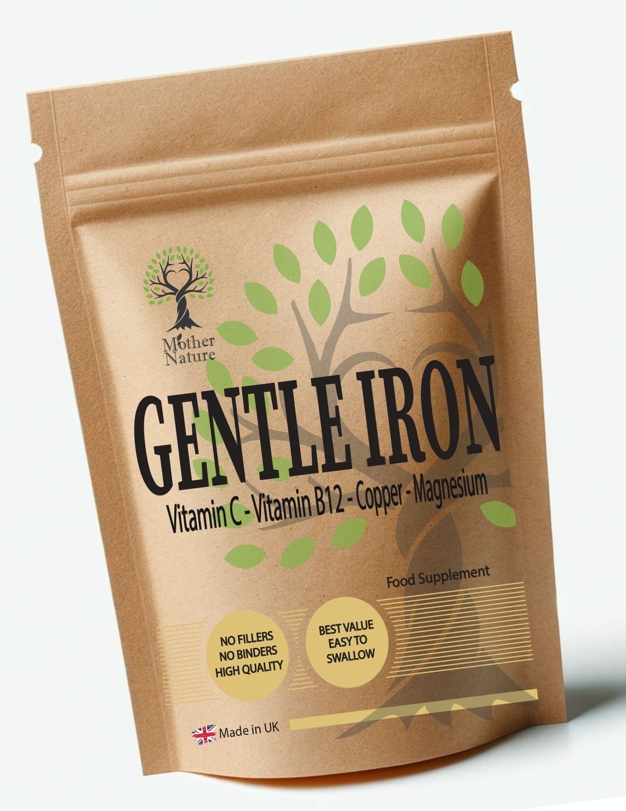 Gentle Iron Bisglycinate 28mg with Vitamin C, B12 & Magnesium – Mother Nature - MOTHER NATURE SUPPLEMENTSGentle Iron Bisglycinate 28mg with Vitamin C, B12 & Magnesium – Mother NatureDiet Supplementss