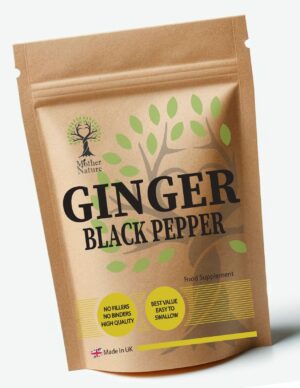Ginger Root Capsules 500mg Clean Natura Ginger Black Pepper Vegan Supplements - MOTHER NATURE SUPPLEMENTSGinger Root Capsules 500mg Clean Natura Ginger Black Pepper Vegan SupplementsDiet Supplementss