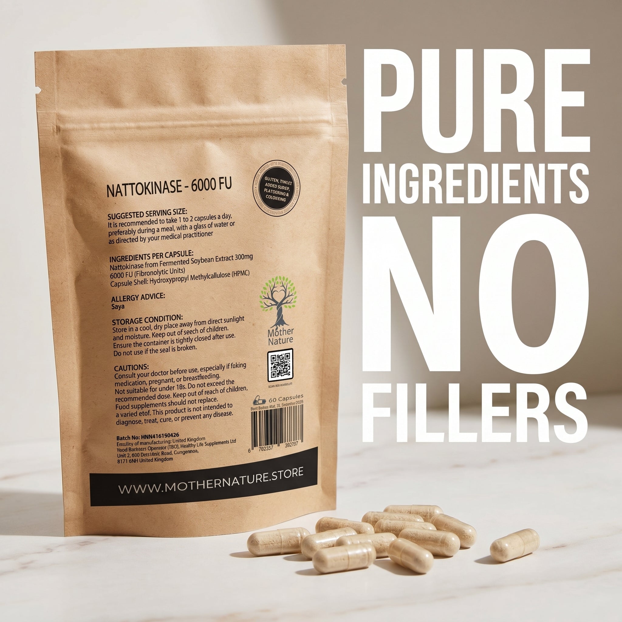 Nattokinase Capsules 6000 FU High Potency Clean Natural Nattokinase Plant - based Vegan Supplements – Mother Nature - MOTHER NATURE SUPPLEMENTSNattokinase Capsules 6000 FU High Potency Clean Natural Nattokinase Plant - based Vegan Supplements – Mother NatureDiet Supplementss