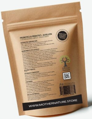 Probiotic & Prebiotic Complex 60 Billion CFU with Inulin – Mother Nature - MOTHER NATURE SUPPLEMENTSProbiotic & Prebiotic Complex 60 Billion CFU with Inulin – Mother NatureDiet Supplementss